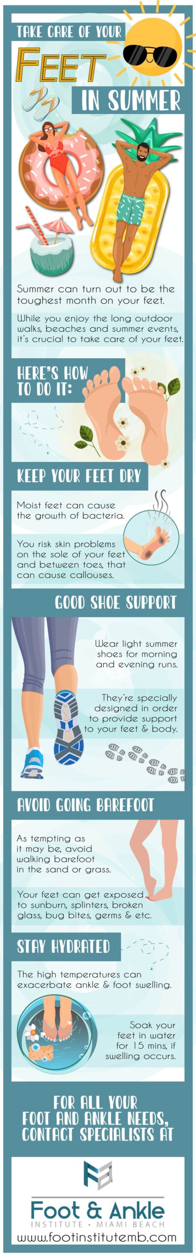 Summer foot care tips infographic.