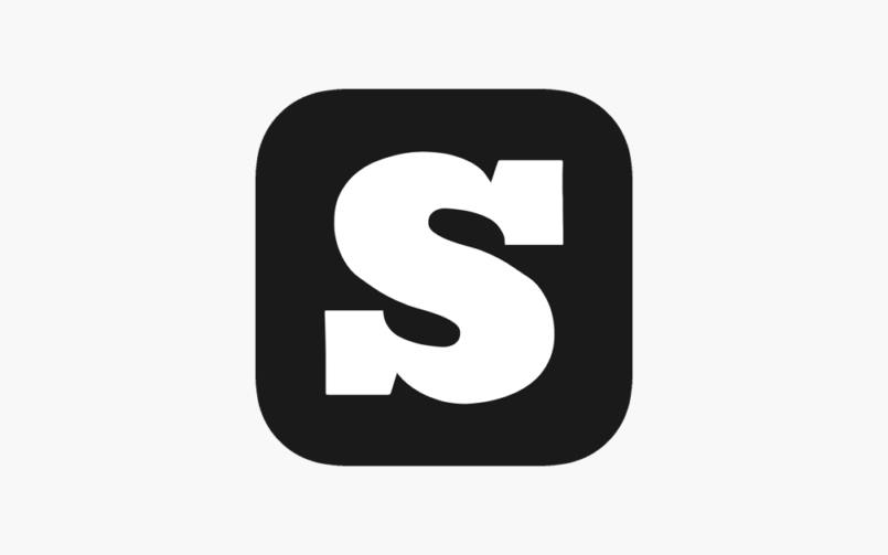 Here's an alt tag for the image: Black square with white letter S.