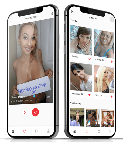 Dating app screenshots showing profiles.